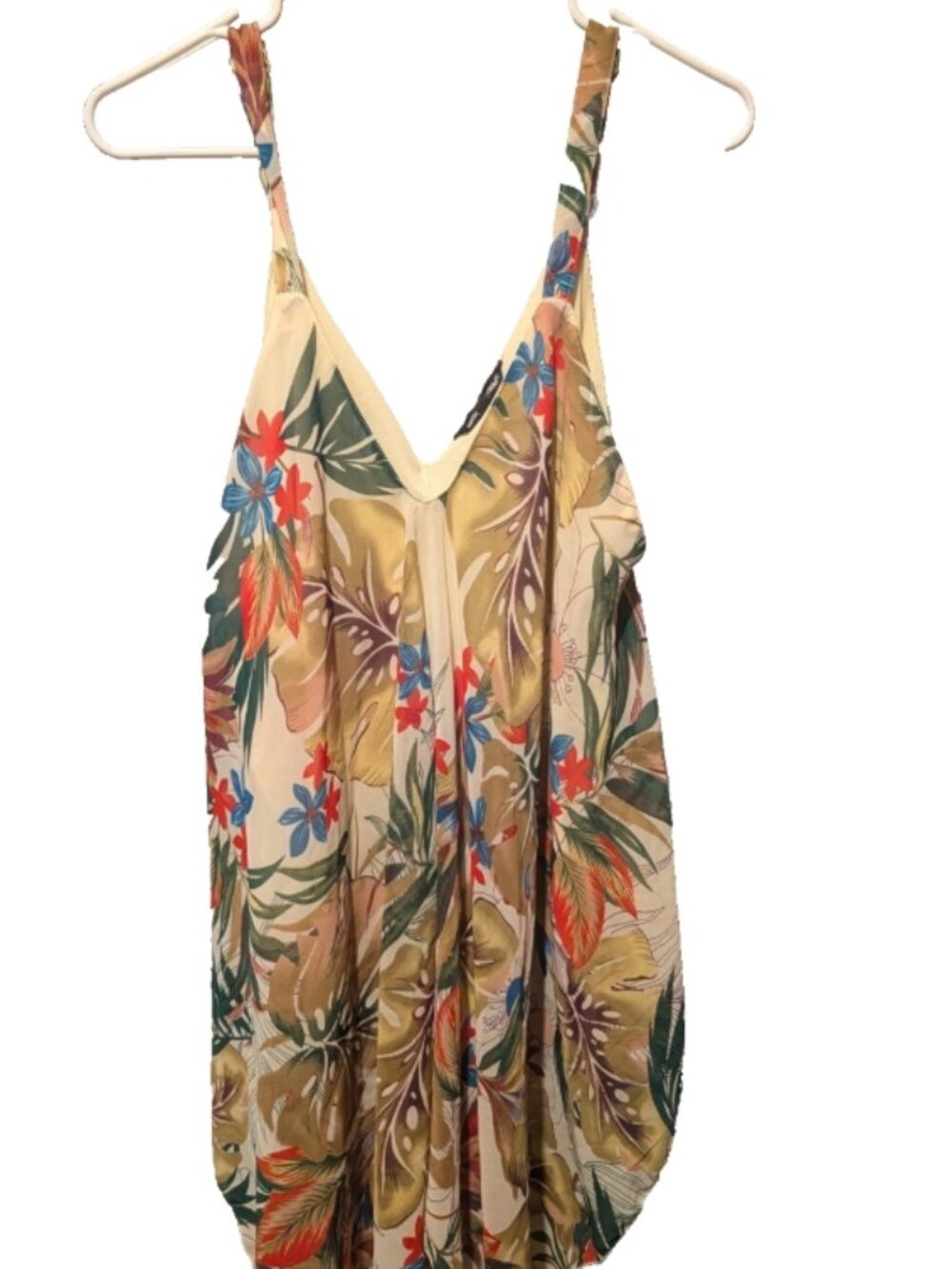 Unique Spectrum Women's Yellow Tropical Floral Tank 2X Plus V-Neck Sleeveless